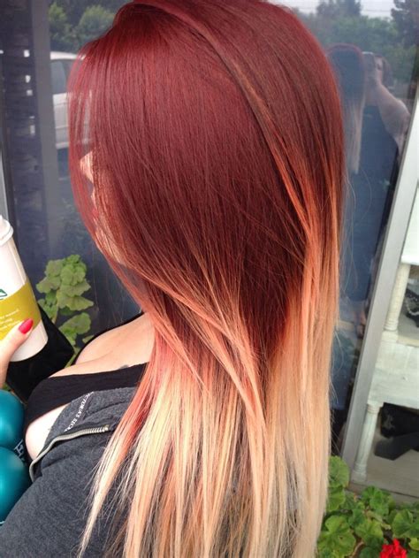 ombre hair red blonde|More.